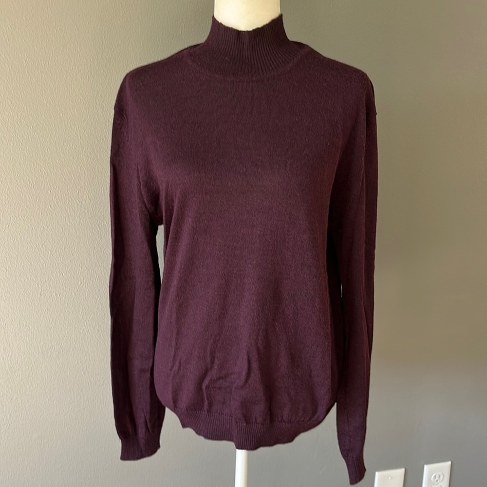 Peruvian Connection Purple Mockneck Sweater Alpaca Silk Blend